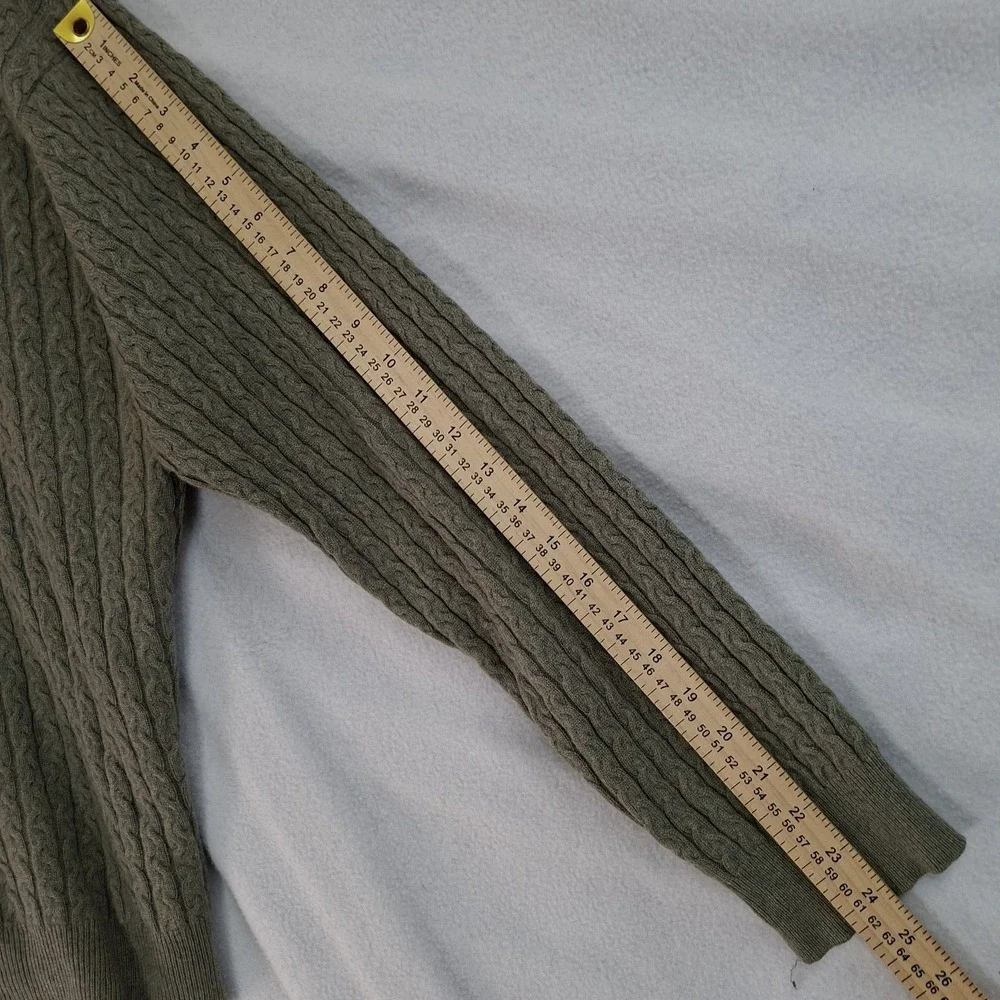 Vintage Bachrach Cashmere Sweater Mens XL Crew Neck Cable Knit Pullover Greenish